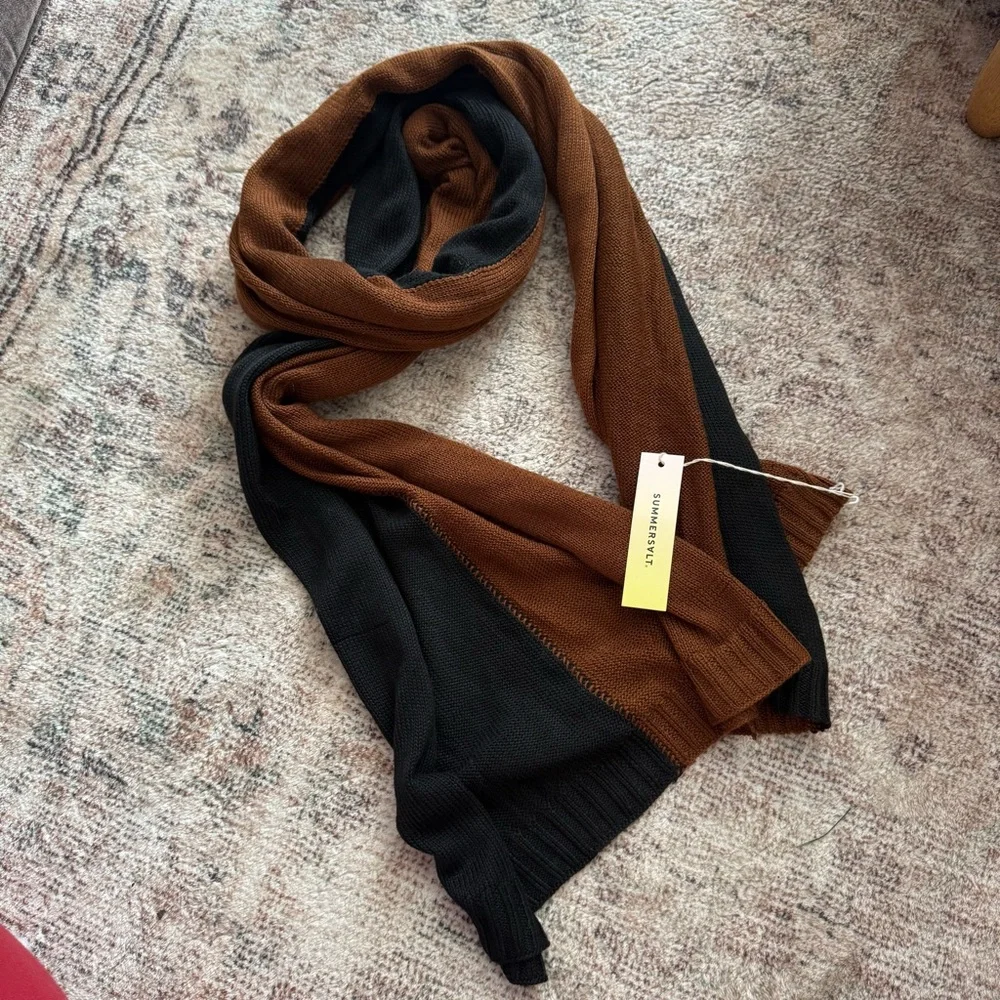 NEW Summersalt 2 Tone Knit Stretch Scarf Wrap Shawl Sea Urchin Praline - Picture 1 of 4